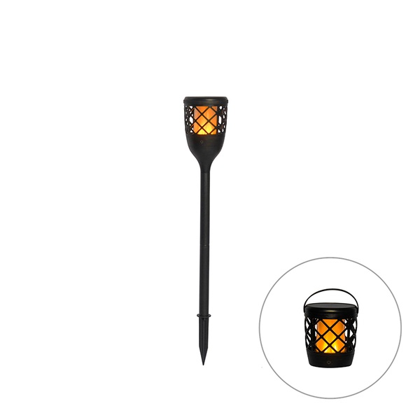 Spike Spot schwarz inkl. LED Solar mit Flammeneffekt - Toci