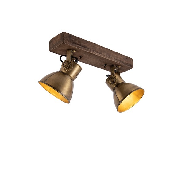 Deckenleuchte Bronze 2-Lichter mit Holz - Mangos