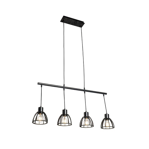Industrielle Hängelampe schwarz 4-Licht - Fotu