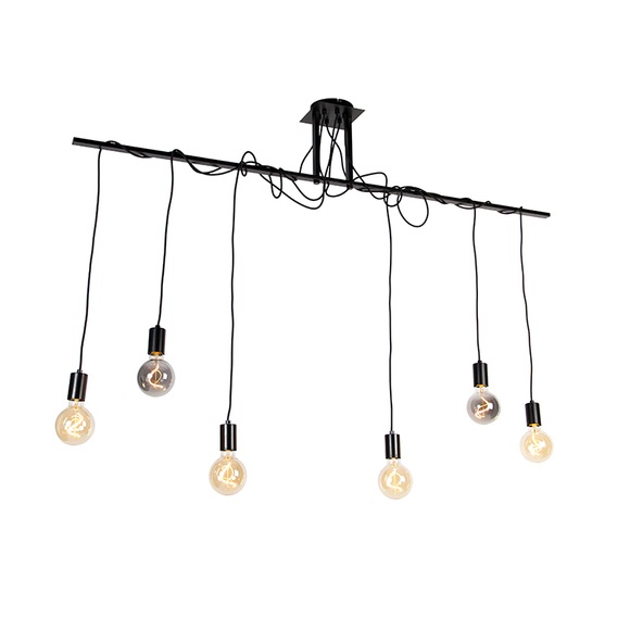 Hängelampe schwarz 6-Lichter mit 80 cm Kabeln - Facile
