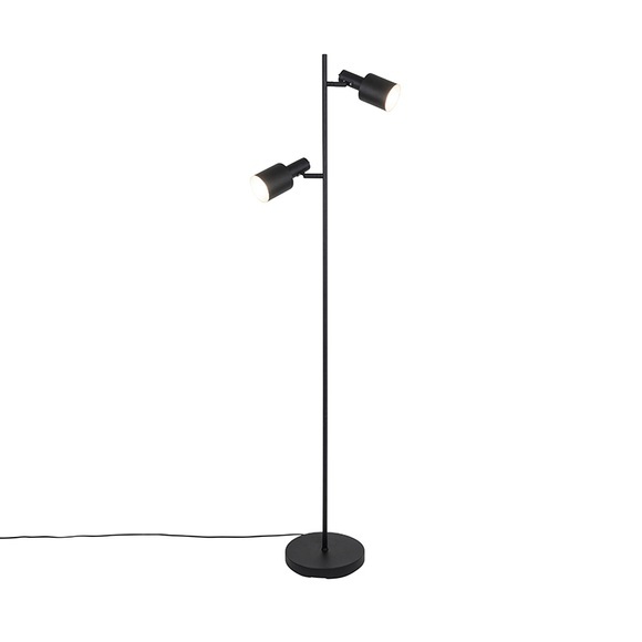 Moderne Stehlampe schwarz mit goldenen 2 Lichtern - Lynn
