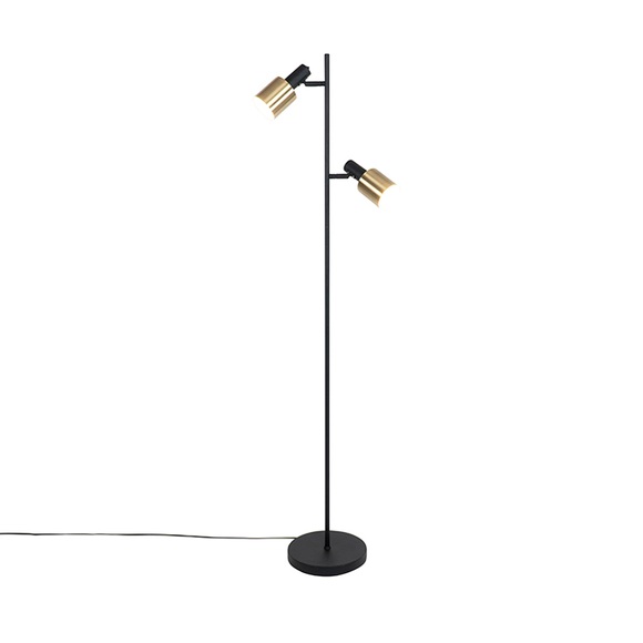 Design Stehleuchte schwarz mit goldenen 2 Lichtern - Lynn
