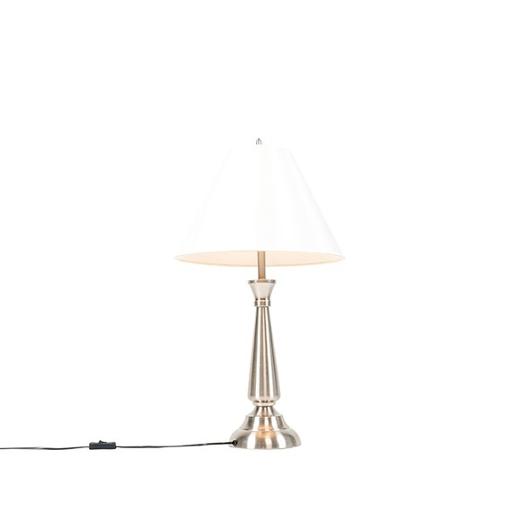 Klassische Tischlampe Stahl mit cremefarbenem Schirm - Taula