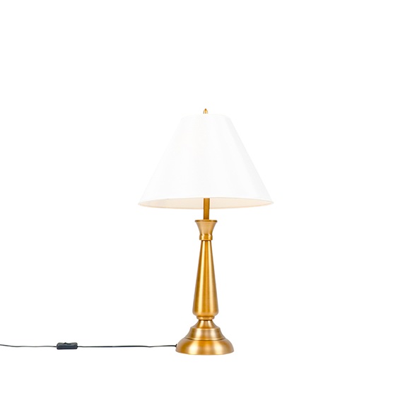 Klassische Tischlampe Bronze mit cremefarbenem Schirm - Taula