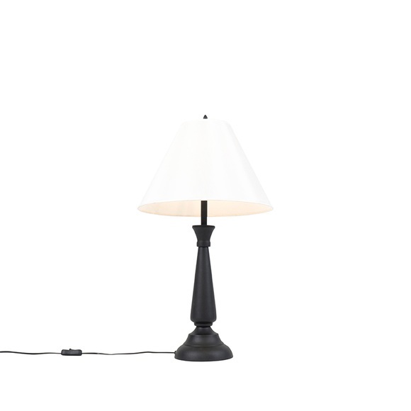 Klassische Tischlampe schwarz mit cremefarbenem Schirm - Taula