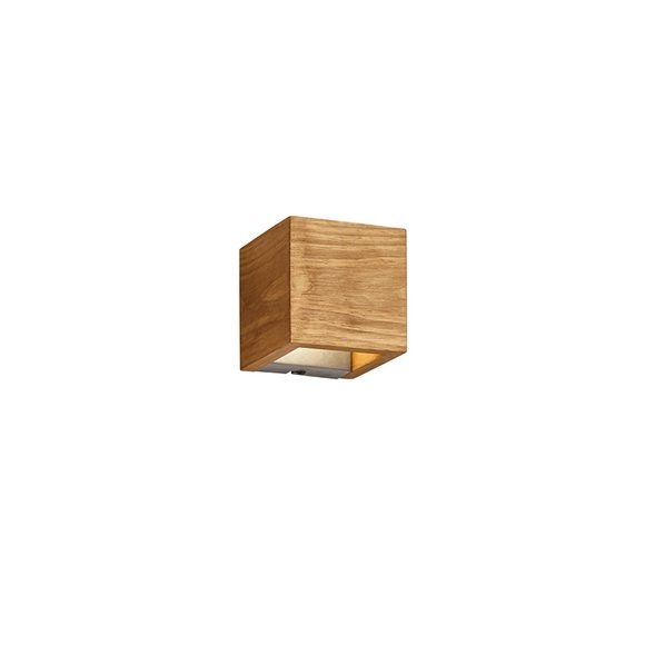 LED-Wandleuchte Brad aus Holz, up/down, 11x11 cm