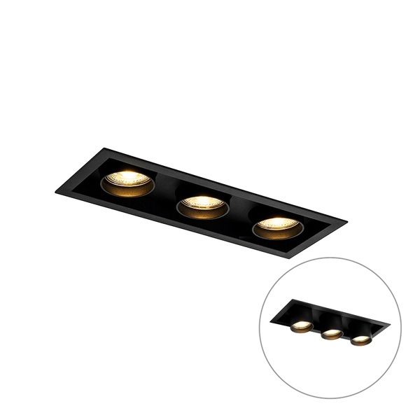 Moderne Einbauleuchte schwarz verstellbar 3-Licht - Dach
