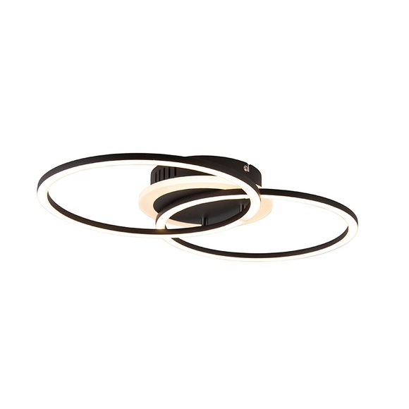 LED-Deckenleuchte Venida schwarz, dimmbar, 2 Ringe