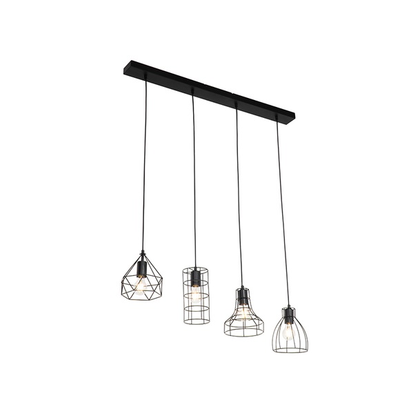 Industrielle Hängelampe schwarz 4-Licht - Esva