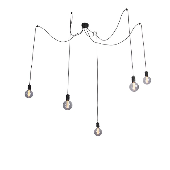 Hängelampe schwarz inkl. 5 3-stufige dimmbare G125-Lampen - Cavalux