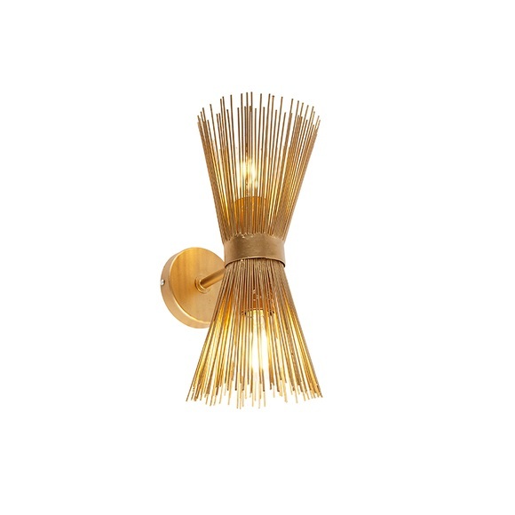 Art Deco Wandleuchte Gold 2-Licht - Besen