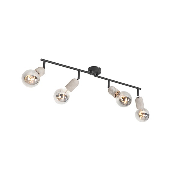 Industriedeckenfleck schwarz mit Beton 4-Licht - Pedra