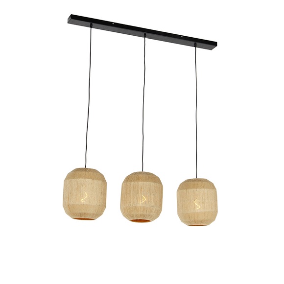 Orientalische Hängelampe schwarz mit Seil 3-Licht - Riki