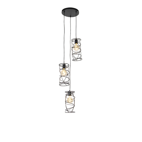 Design Hängelampe schwarz 3-Licht - Spira