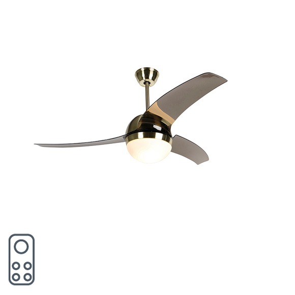 Moderner Deckenventilator Messing mit Rauchschaufeln - Bora 52