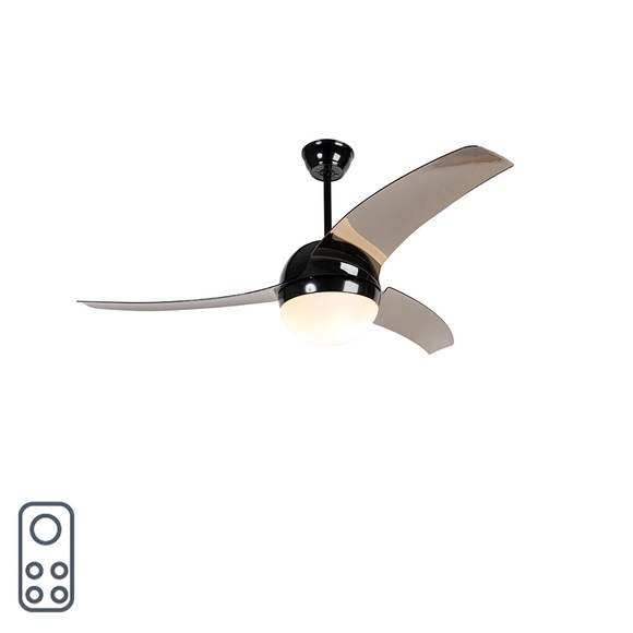 Moderner Deckenventilator schwarz mit Rauchmessern - Bora 52