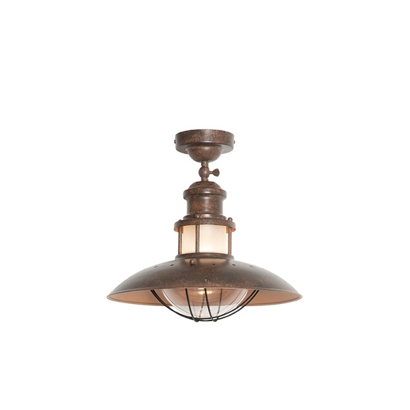 Industriële ronde plafondlamp roestbruin - Louisanne Q