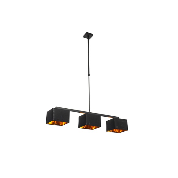 Moderne Hängelampe schwarz mit Gold 88 cm 3-Licht - VT 3