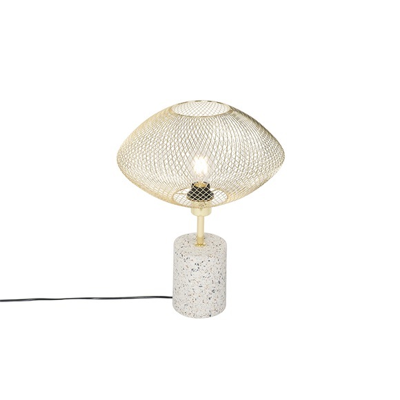 Design Tischlampe weiß mit Messing - Ella