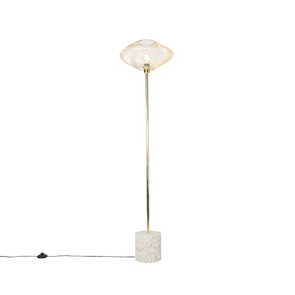 Design Stehleuchte weiß mit Messing - Ella