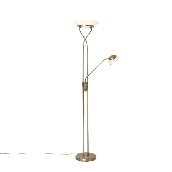 Stehlampe Bronze inkl. LED und Dimmer mit Leselampe - Empoli