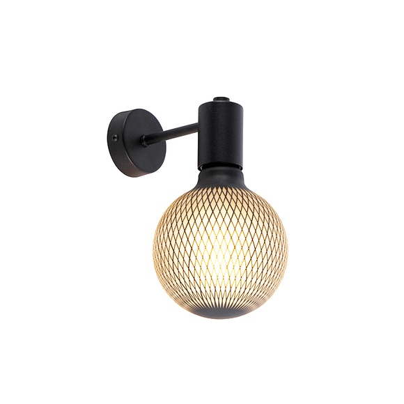 Industrielle Wandleuchte schwarz inkl. G125 DECO 180lm - Facil 1