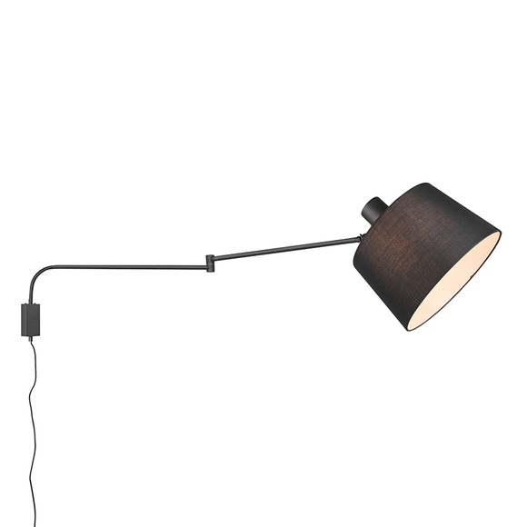 Wandleuchte Baldo mit Kabel + Stecker, schwarz