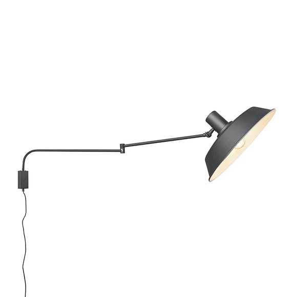 Wandleuchte Bolder, Kabel + Stecker, schwarz matt