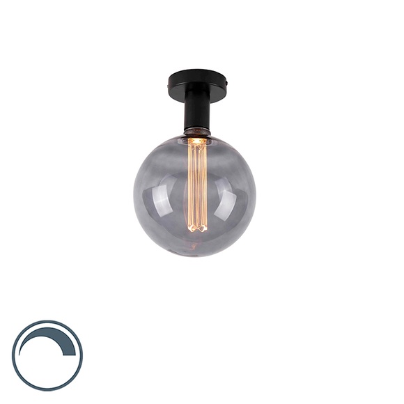Moderne Deckenleuchte schwarz inkl. E27 G200 Rauchglas - Facile