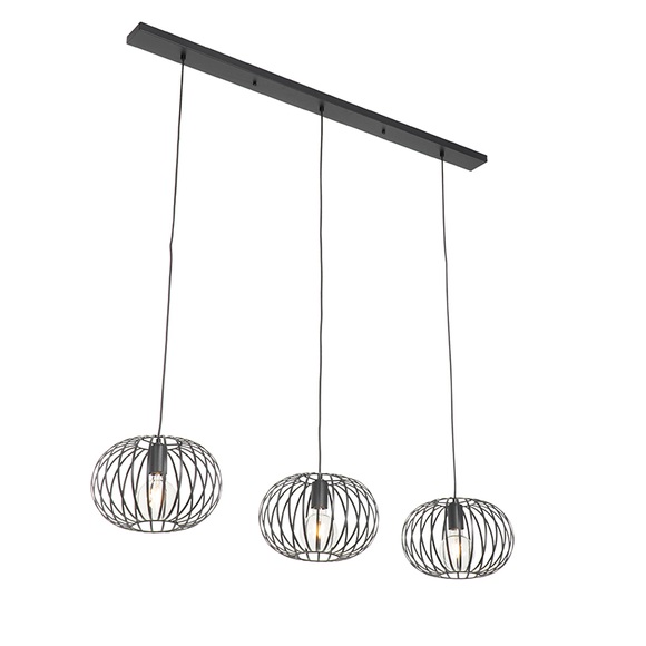 Design hanglamp zwart 3-lichts - Johanna