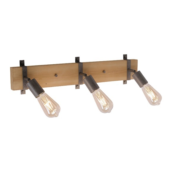 Wandleuchte Holz mit Stahl 3-Licht verstellbar - Maris