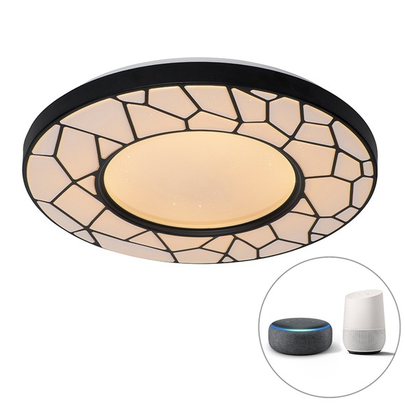 Smart Deckenleuchte schwarz 49 cm inkl. LED und Dimmer - Luka