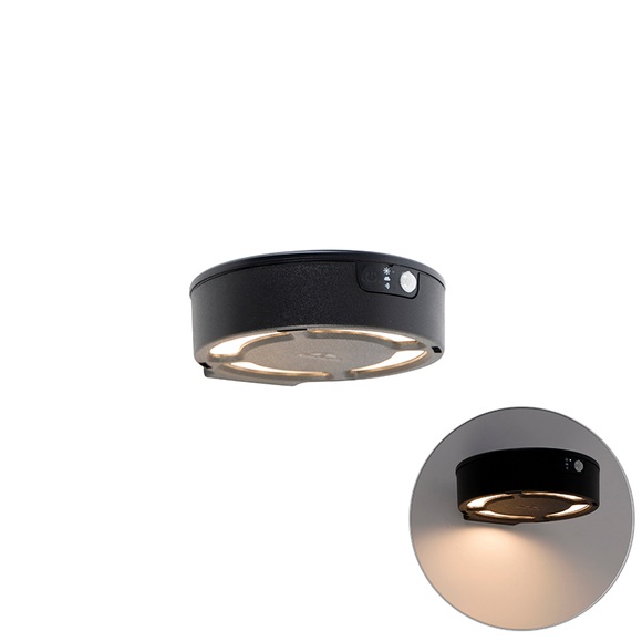 Buitenwandlamp zwart incl. LED solar 3000-6500K - Fortunato