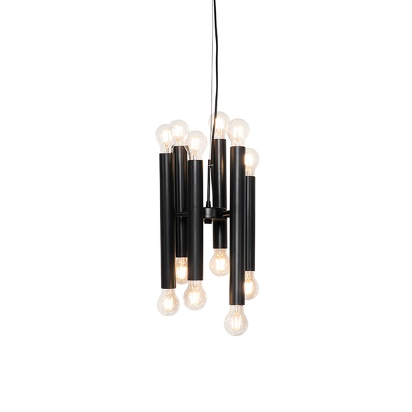 Art deco hanglamp zwart 12-lichts - Facil