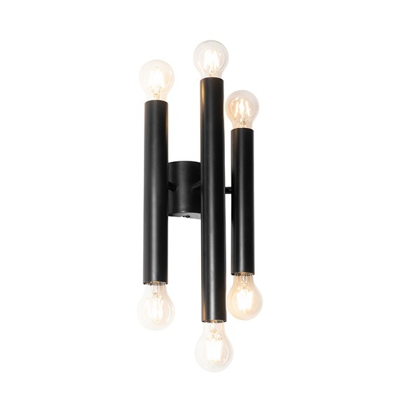 Art deco wandlamp zwart 6-lichts - Facil
