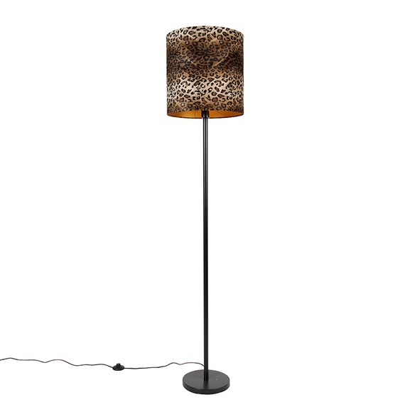 Stehlampe schwarzer Schirm Leopard Design 40 cm - Simplo