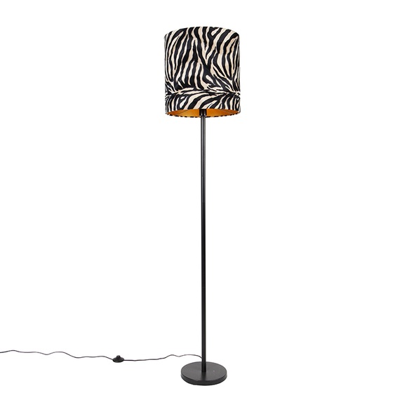 Moderne vloerlamp zwart met kap zebra dessin 40 cm - Simplo