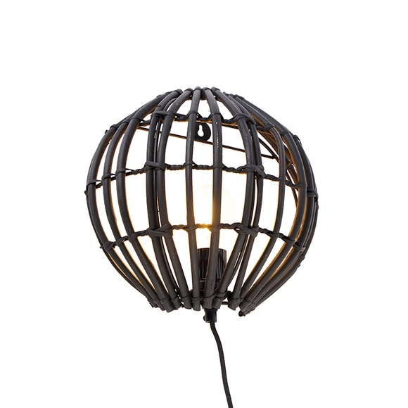 Landelijke wandlamp zwart 25 cm - Canna