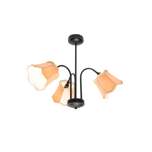 Klassieke plafondlamp zwart met gele lampenkap 3-lichts - Nona