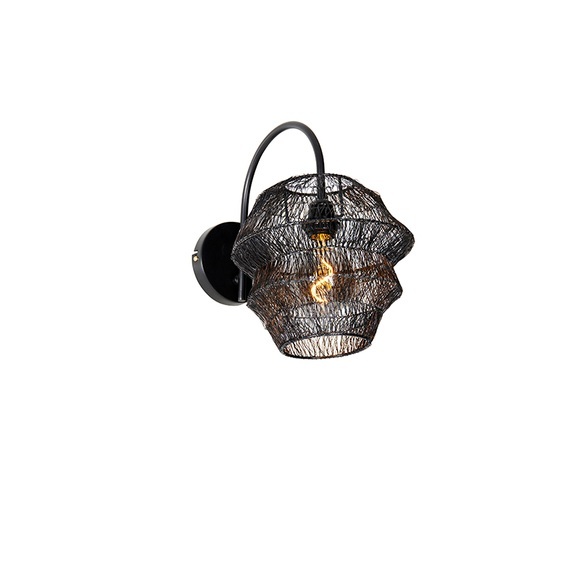 Oosterse wandlamp zwart - Vadi