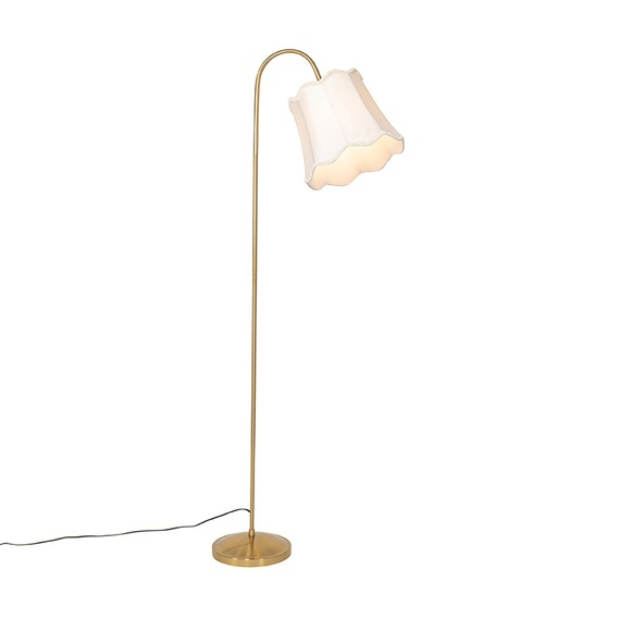 Klassieke vloerlamp messing met witte lampenkap - Nona