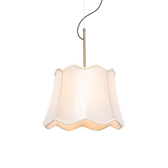 Klassieke hanglamp messing met witte lampenkap - Nona