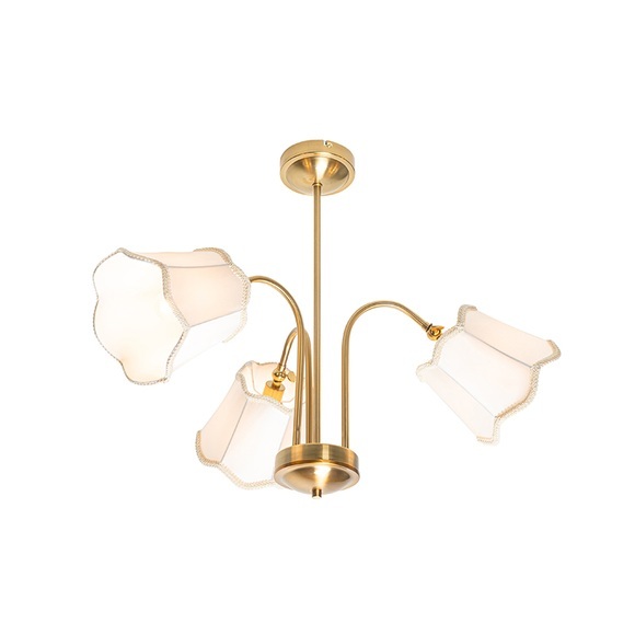 Klassieke plafondlamp messing met witte lampenkap 3-lichts - Nona