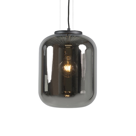 Smarte Hängelampe schwarz mit Rauchglas inkl. WiFi A60 - Bliss