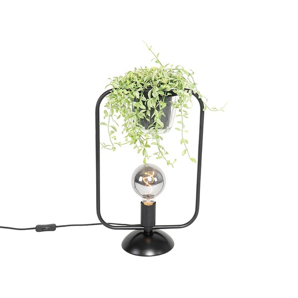 Moderne tafellamp zwart met glas - Roslini