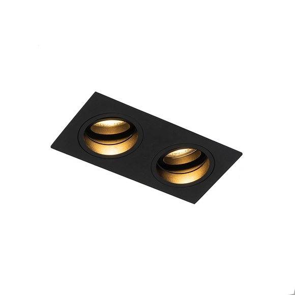 Smart Einbauspot schwarz rechteckig verstellbar inkl. 2 WiFi GU10 - Chuck