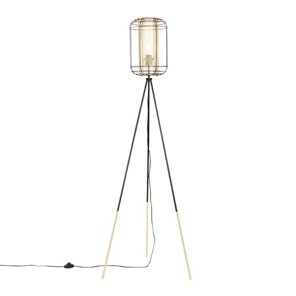 Design vloerlamp tripod zwart met goud - Gaze