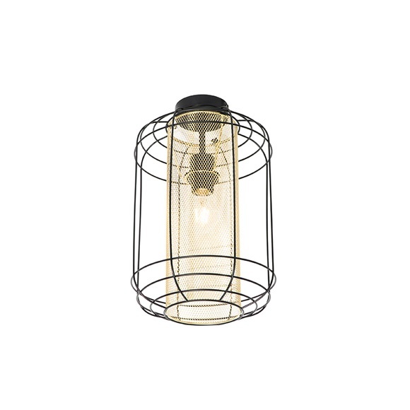 Design plafondlamp zwart met goud - Gaze