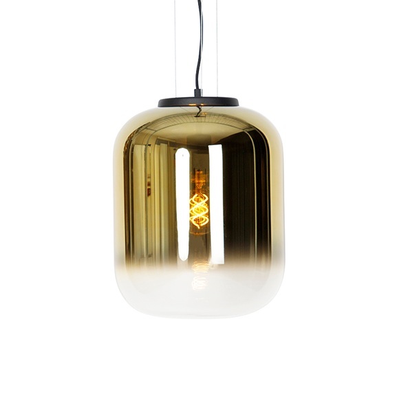 Design hanglamp zwart met goud glas - Bliss