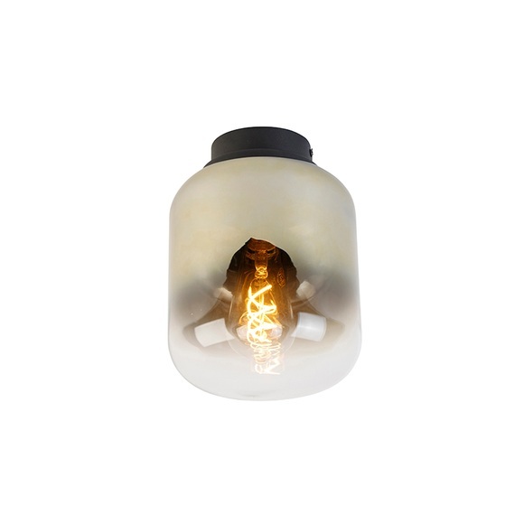 Design plafondlamp zwart met goud glas - Bliss